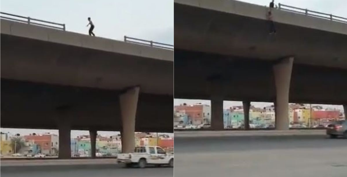 محاولة انتحار على كوبري جدة (تويتر)