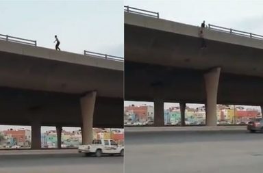 محاولة انتحار على كوبري جدة (تويتر)