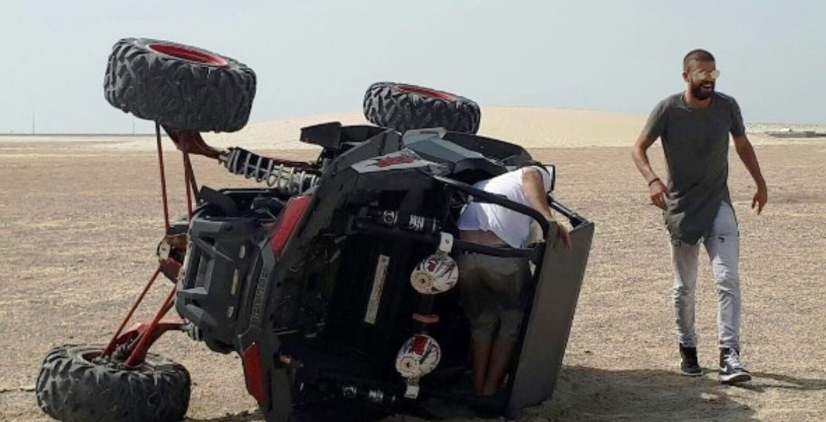 بيكيه في حادث كبير في قطر (إنستقرام)