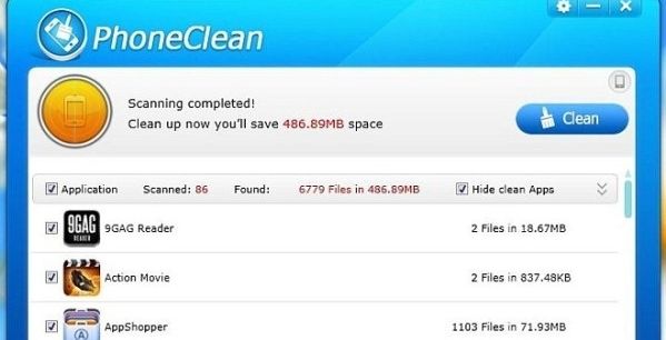 تطبيق phoneclean لتنظيف الهاتف