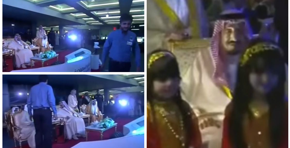الملك مع الطفلتين والمهندس (يوتيوب/مزيون)