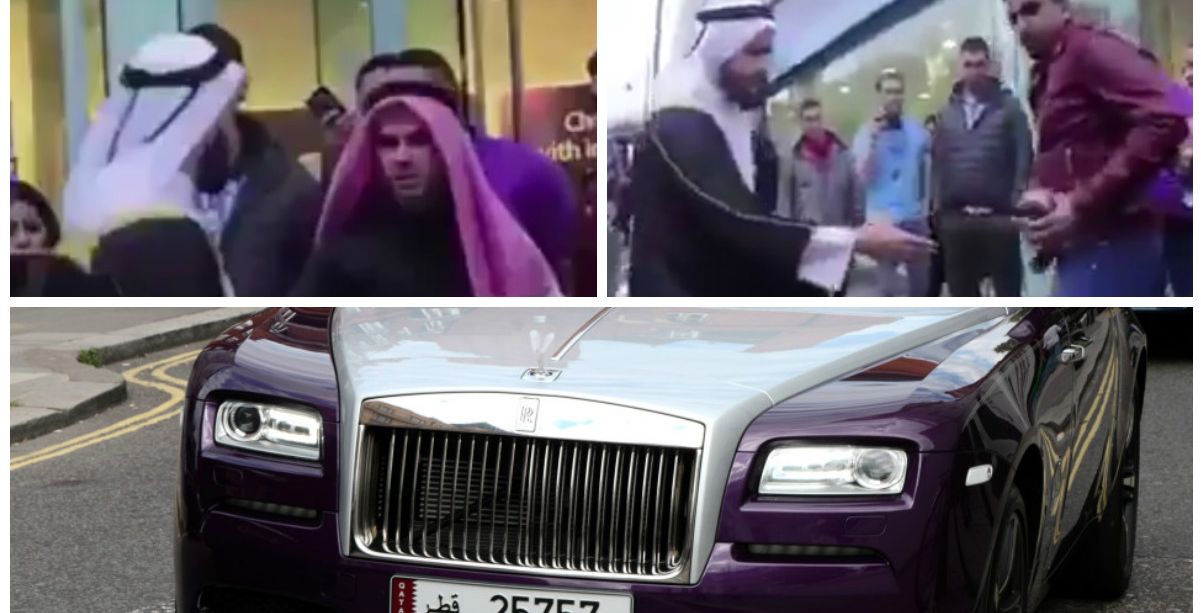 الفيديو الساخر وتبدو سيارة قطري في لندن (Youtube/Splash)