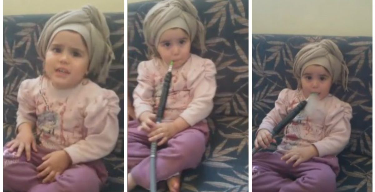 طفلة عربية تدخن الشيشة (يوتيوب/مزيون)