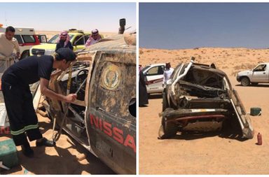 حادث السائق صالح العبدالعالي في رالي حائل