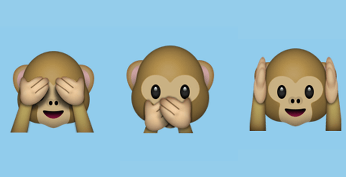 القرود الثلاثة في الرموز التعبيرية