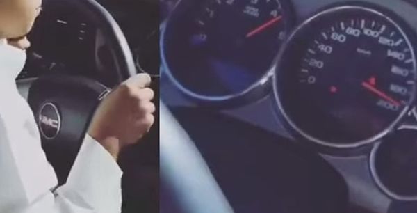 طفل يقود سيارة بسرعة جنونية.