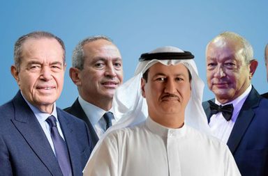 من اليمين: يسعد ربراب، ونجيب ساويرس، وحسين سجواني، ونصيف ساويرس، ومحمد منصور