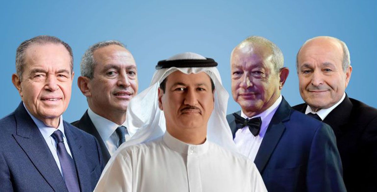 من اليمين: يسعد ربراب، ونجيب ساويرس، وحسين سجواني، ونصيف ساويرس، ومحمد منصور