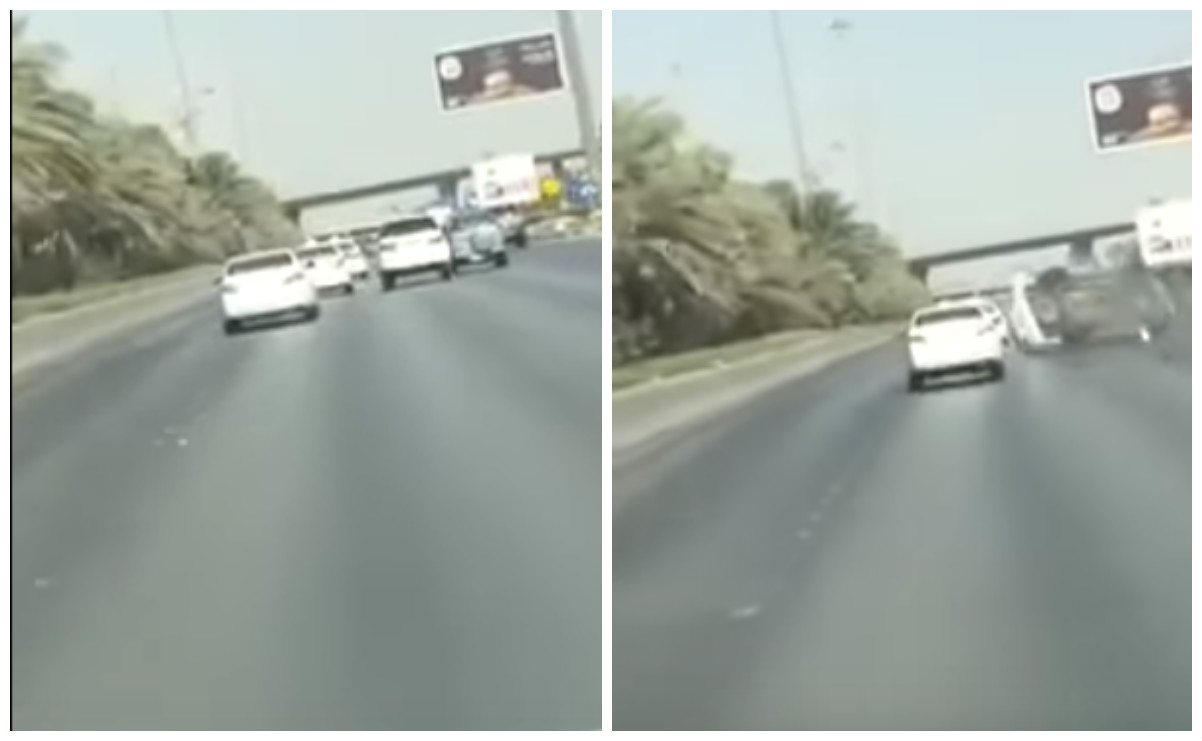 انقلاب سيارة على الدائري الشمالي في الرياض