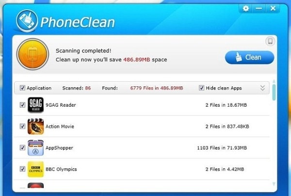 تطبيق phoneclean لتنظيف الهاتف