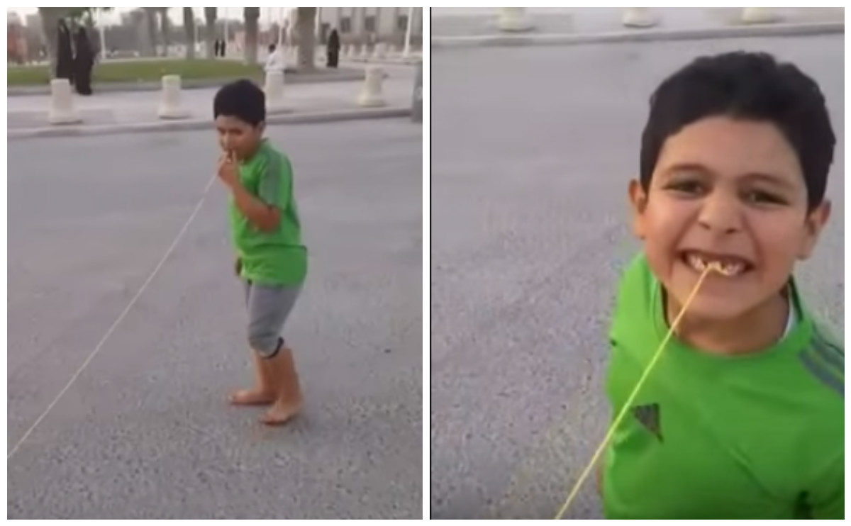 فيديو سعودي يقتلع سن اخيه من خلال ربطه بالسيارة
