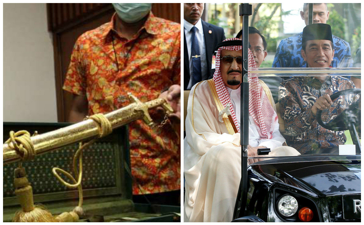 الملك سلمان خلال زيارة إلى القصر الرئاسي في جاكرتا