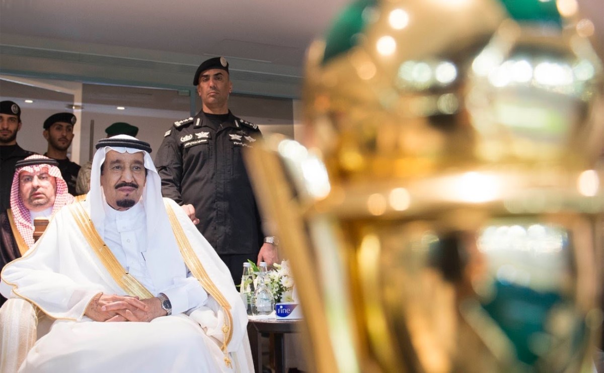 الملك سلمان في مبارة الأهلي والنصر في نهائي كاس الملك