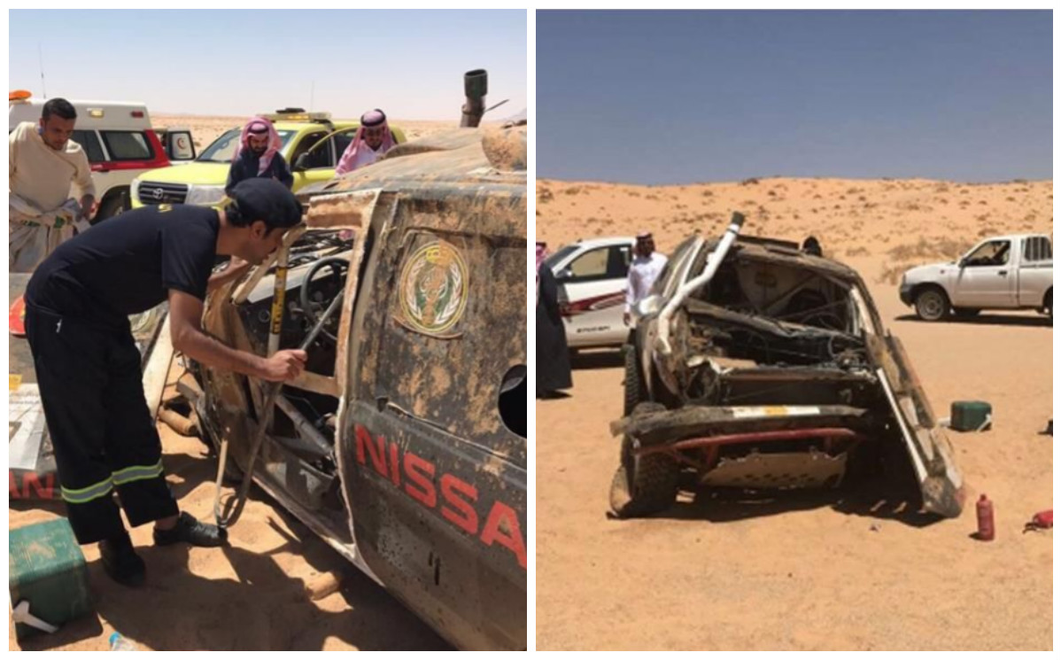 حادث السائق صالح العبدالعالي في رالي حائل