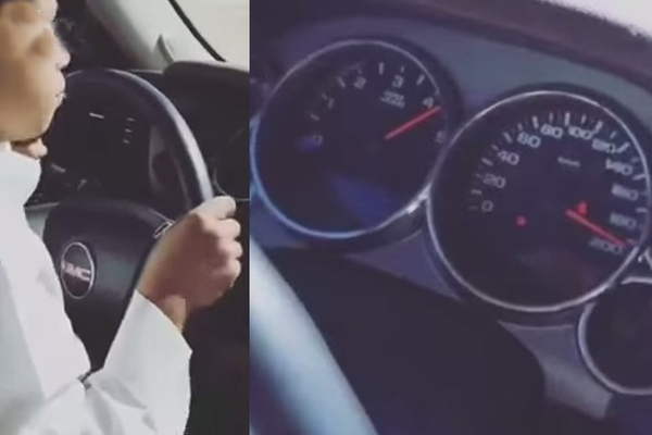 طفل يقود سيارة بسرعة جنونية.